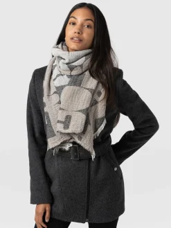 Scarves & Hats|Accessories|Saint and Sofia Abstract Rock Scarf - Black/Cream