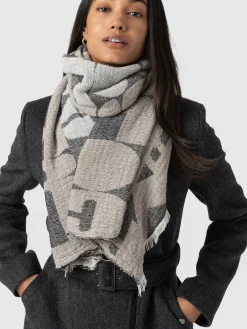 Scarves & Hats|Accessories|Saint and Sofia Abstract Rock Scarf - Black/Cream