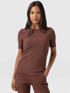 T-shirts & Tanks|Saint and Sofia Adaline Tee - Maroon Rib