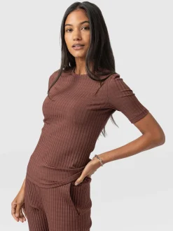T-shirts & Tanks|Saint and Sofia Adaline Tee - Maroon Rib