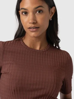 T-shirts & Tanks|Saint and Sofia Adaline Tee - Maroon Rib