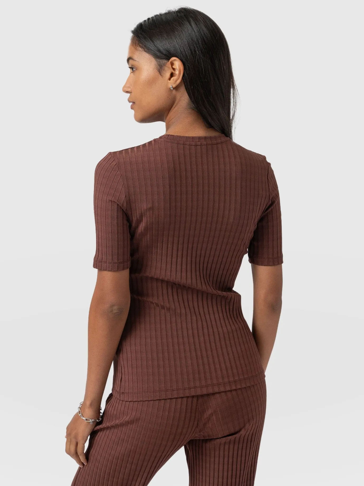 T-shirts & Tanks|Saint and Sofia Adaline Tee - Maroon Rib