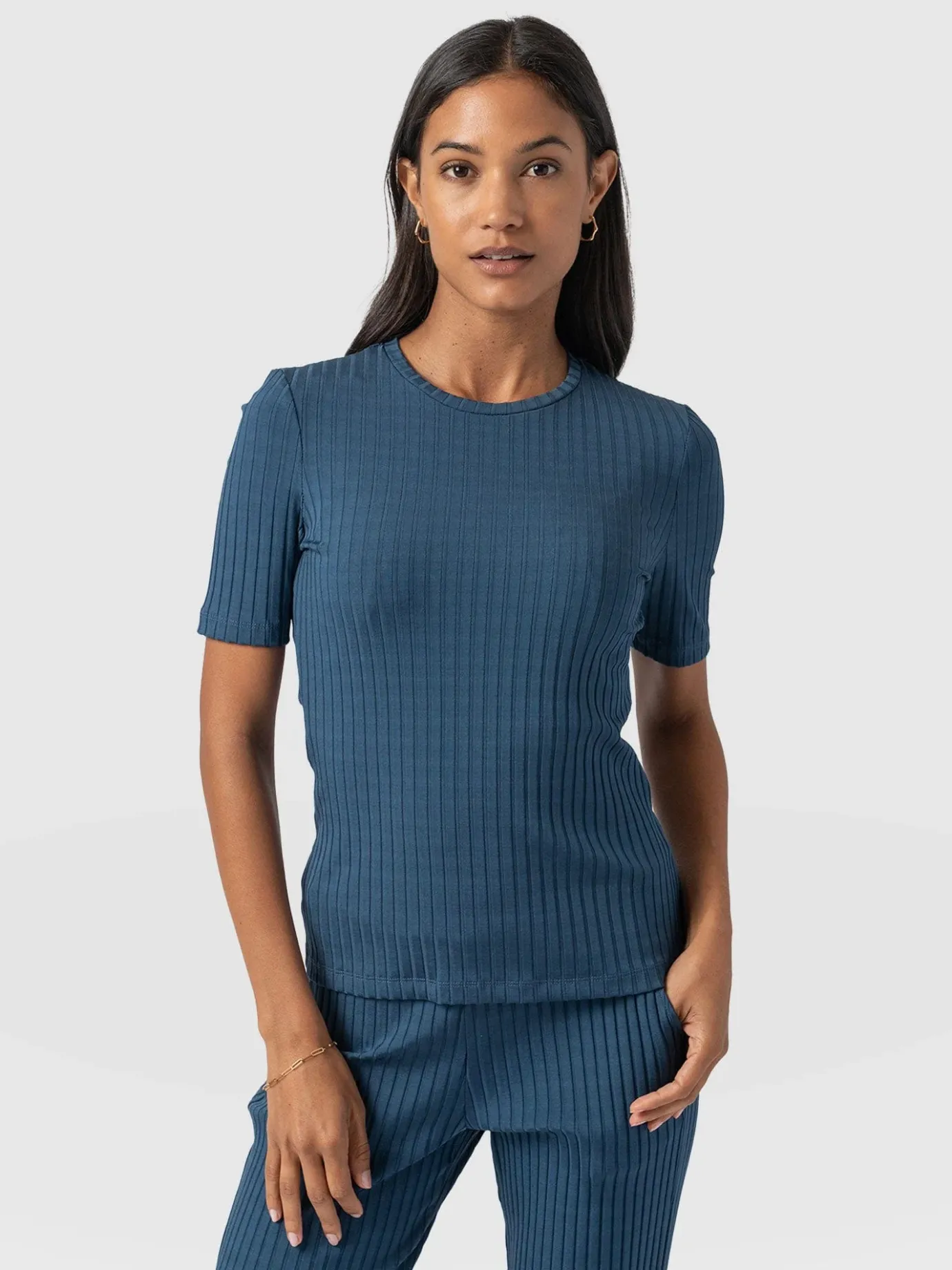 T-shirts & Tanks|Saint and Sofia Adaline Tee - Teal Rib