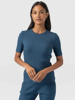 T-shirts & Tanks|Saint and Sofia Adaline Tee - Teal Rib