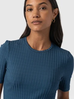 T-shirts & Tanks|Saint and Sofia Adaline Tee - Teal Rib