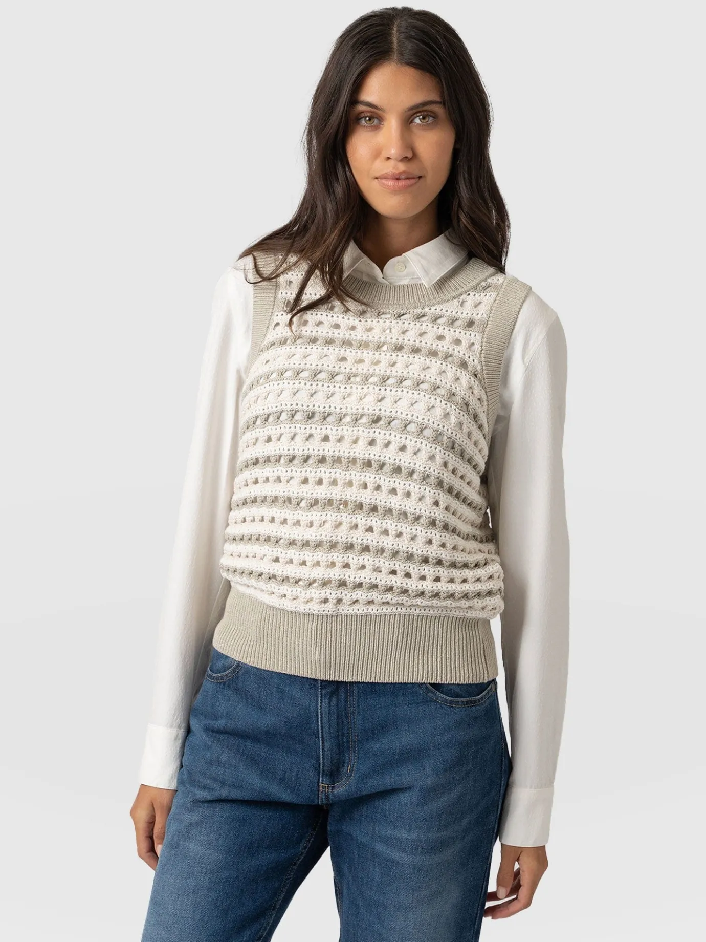 Knitwear|Saint and Sofia Adler Sleeveless Knit - Beige