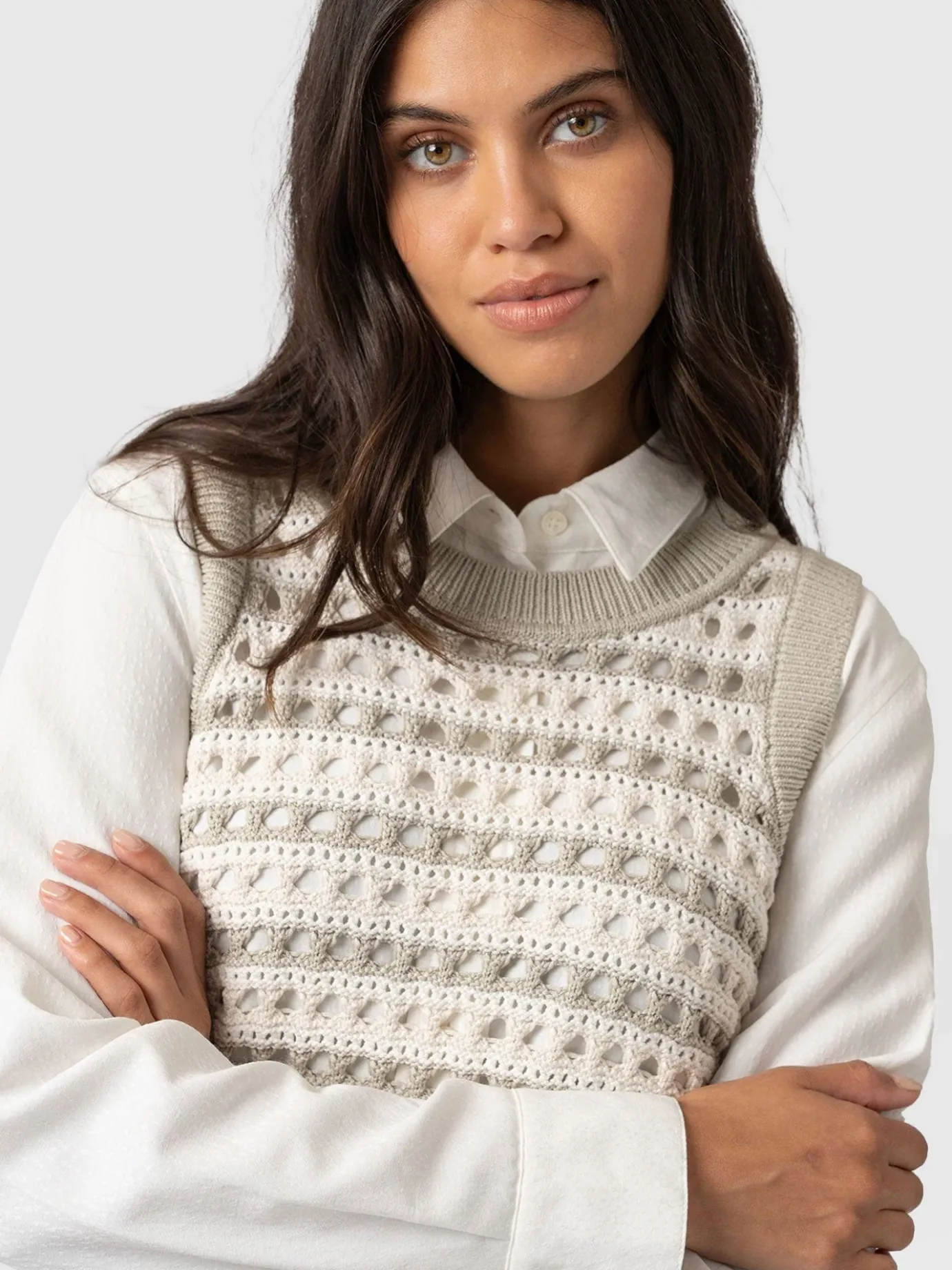 Knitwear|Saint and Sofia Adler Sleeveless Knit - Beige