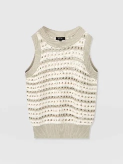 Knitwear|Saint and Sofia Adler Sleeveless Knit - Beige