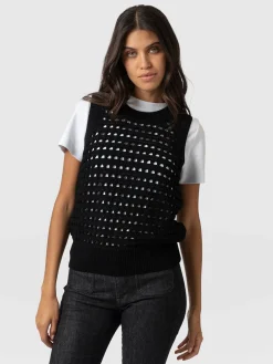 Knitwear|Saint and Sofia Adler Sleeveless Knit - Black