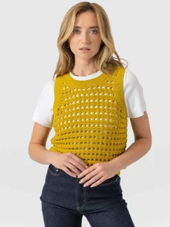 Knitwear|Sweaters|Saint and Sofia Adler Sleeveless Knit - Mustard
