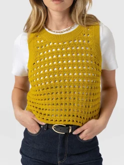 Knitwear|Sweaters|Saint and Sofia Adler Sleeveless Knit - Mustard