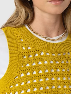 Knitwear|Sweaters|Saint and Sofia Adler Sleeveless Knit - Mustard