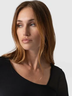 T-shirts & Tanks|Saint and Sofia Aimee Cut Out Long Sleeve Tee - Black