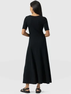 Dresses|Saint and Sofia Akia Short Sleeve Dress - Black Textured