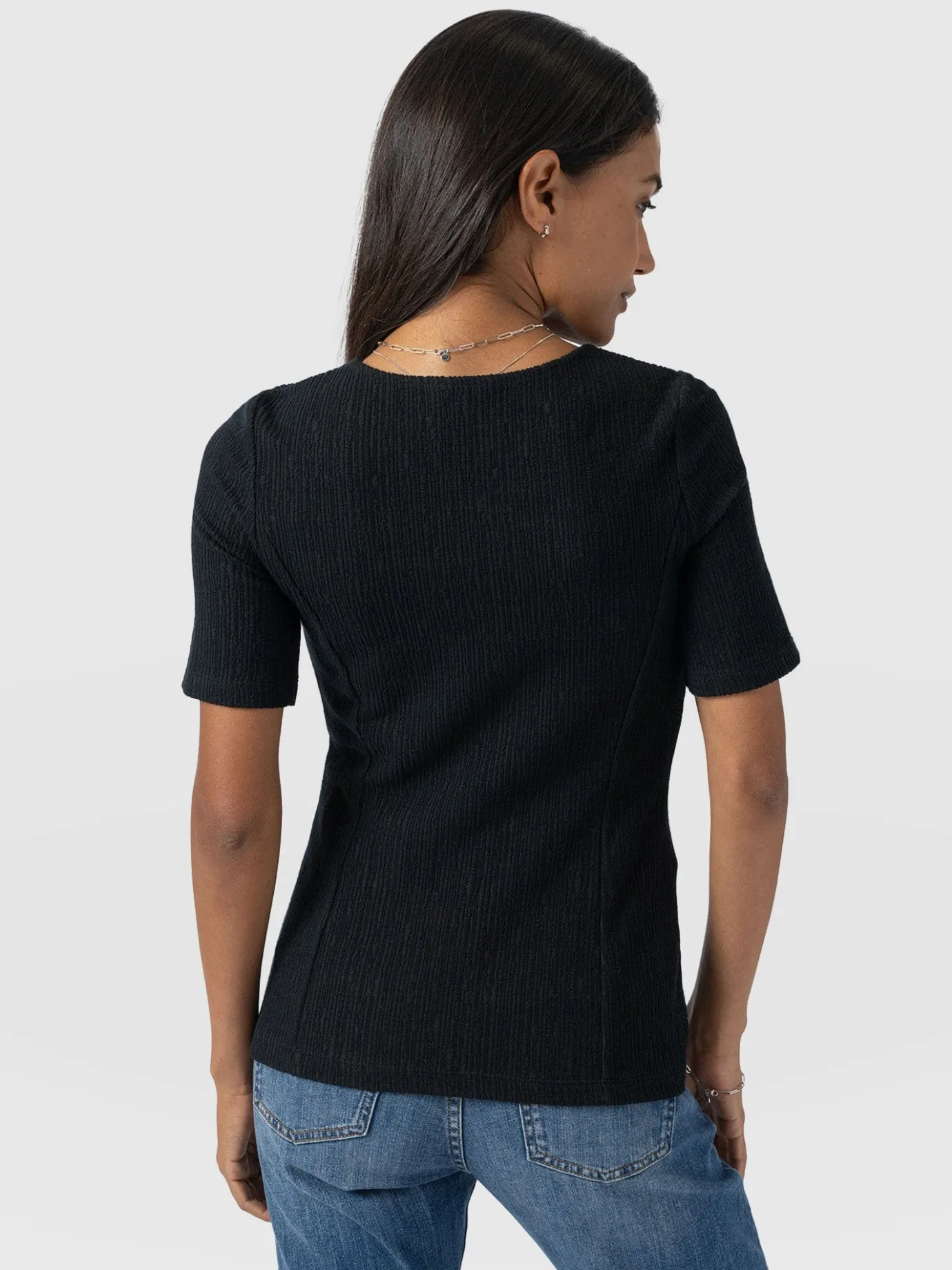T-shirts & Tanks|Saint and Sofia Akia Short Sleeve Tee - Black Textured