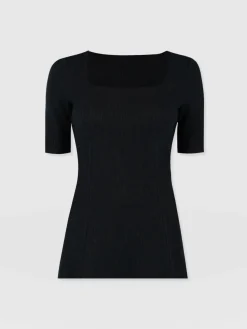 T-shirts & Tanks|Saint and Sofia Akia Short Sleeve Tee - Black Textured