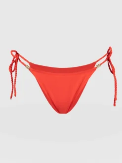 Swimwear|Saint and Sofia Alba Tie Side Bikini Bottom - Red