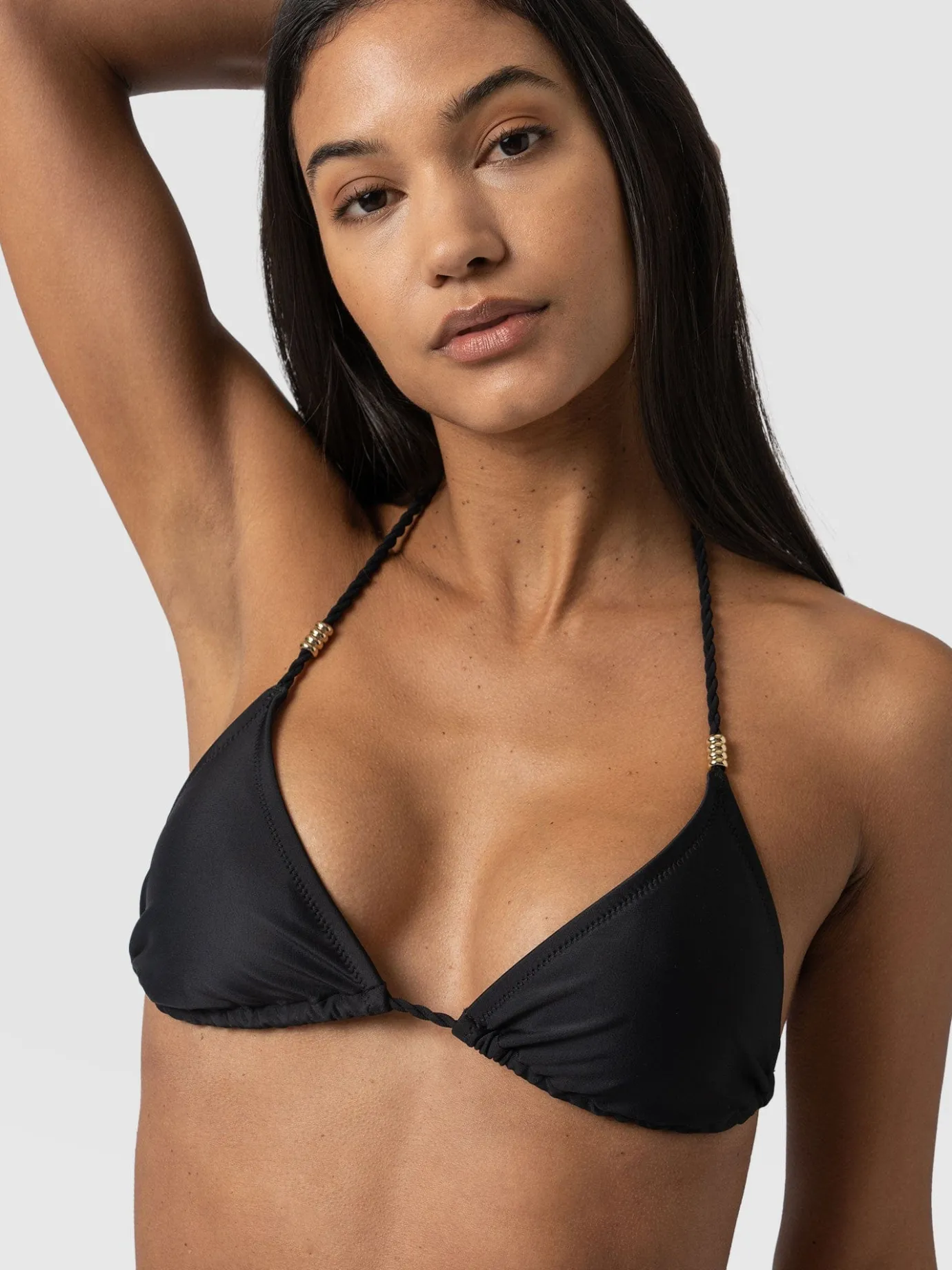 Swimwear|Saint and Sofia Alba Triangle Bikini Top - Black