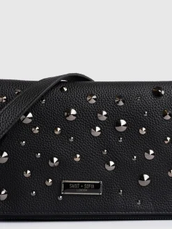 Accessories|Cross Body Bags|Saint and Sofia Alexis Studded Clutch - Black