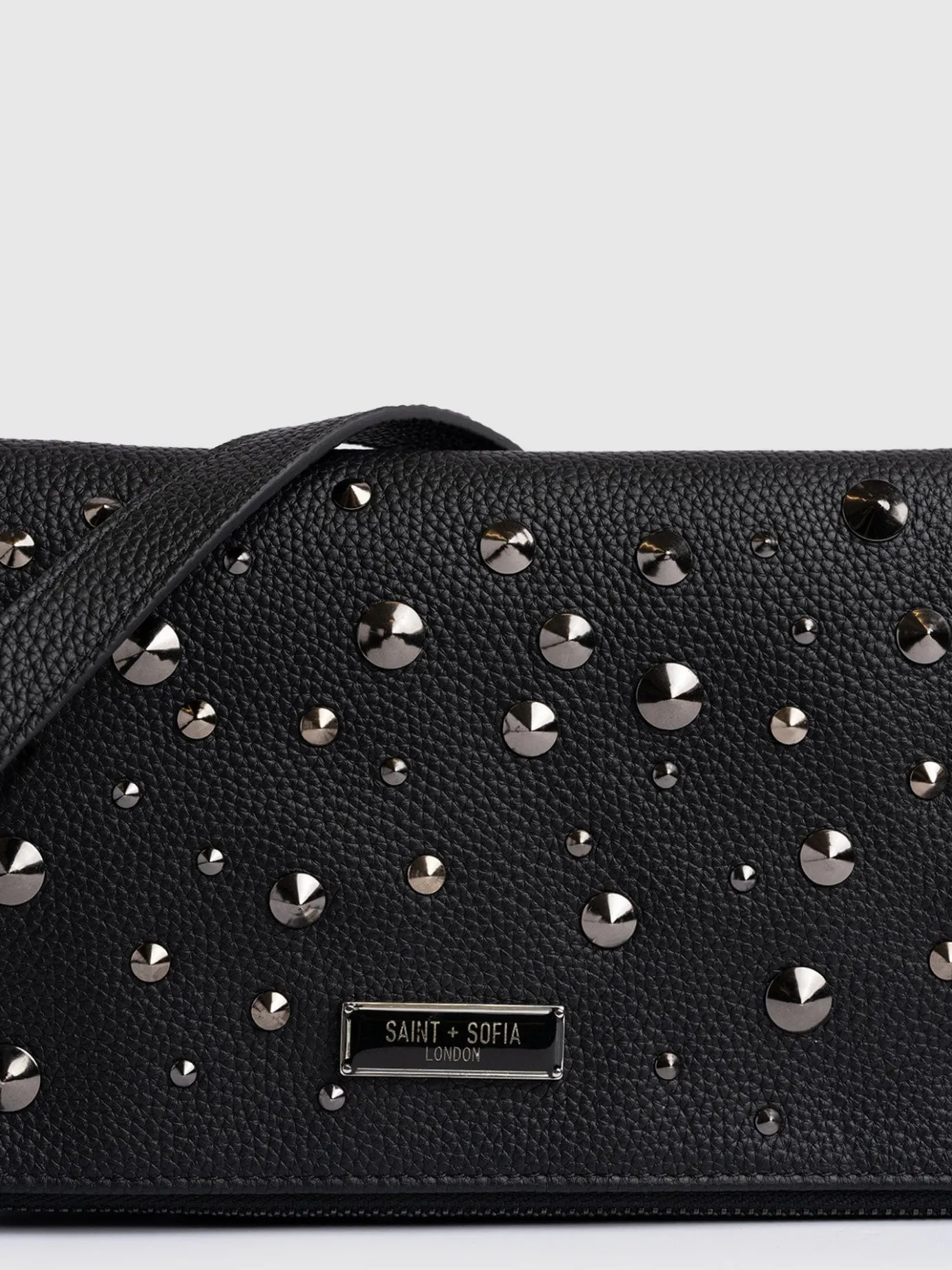 Accessories|Cross Body Bags|Saint and Sofia Alexis Studded Clutch - Black