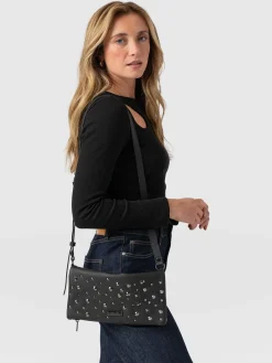 Accessories|Cross Body Bags|Saint and Sofia Alexis Studded Clutch - Black