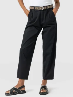 Pants|Saint and Sofia Alma Barrel Leg Chino - Black