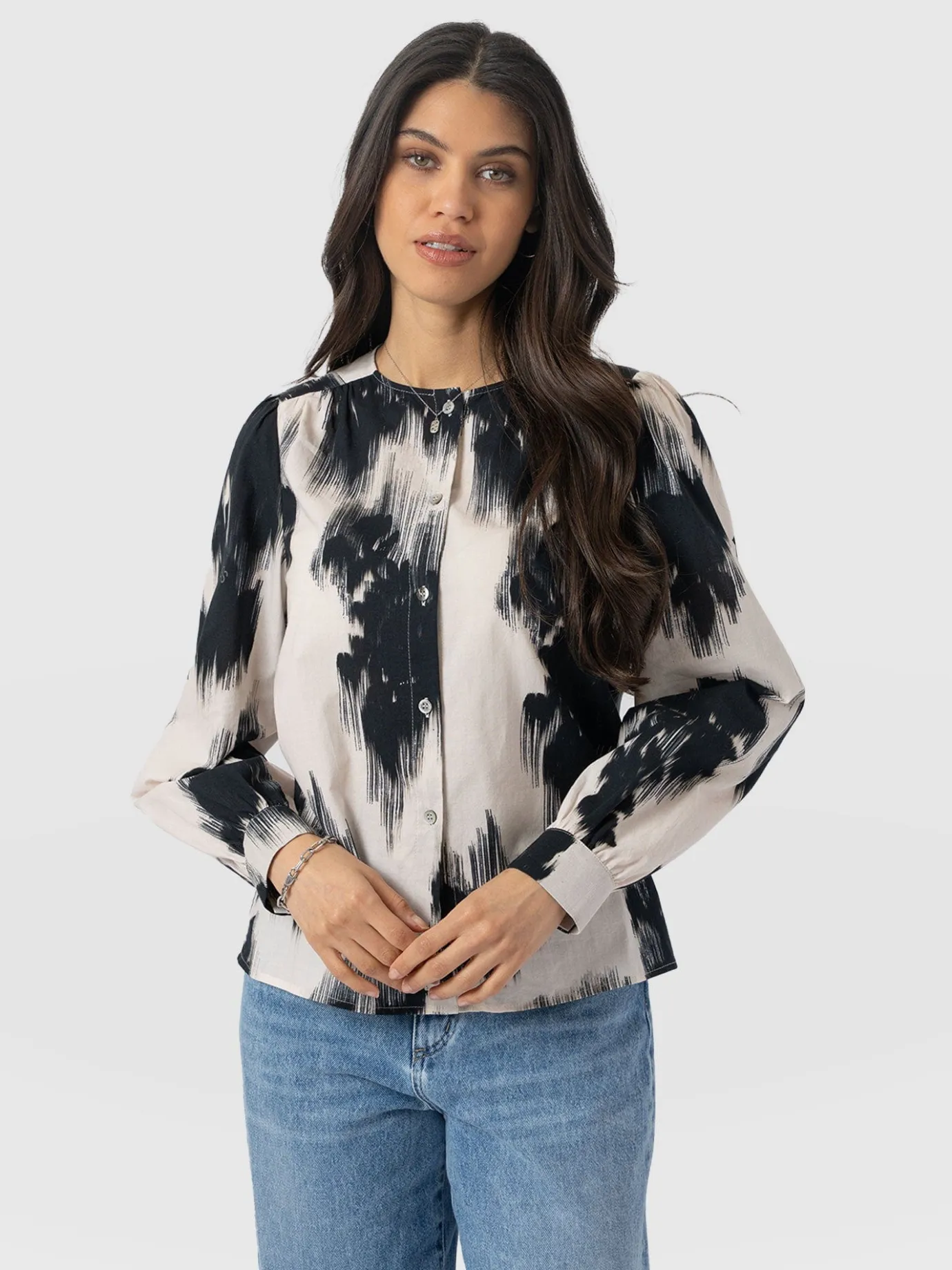 Blouses & Shirts|Saint and Sofia Amelie Blouse - White Fade Floral