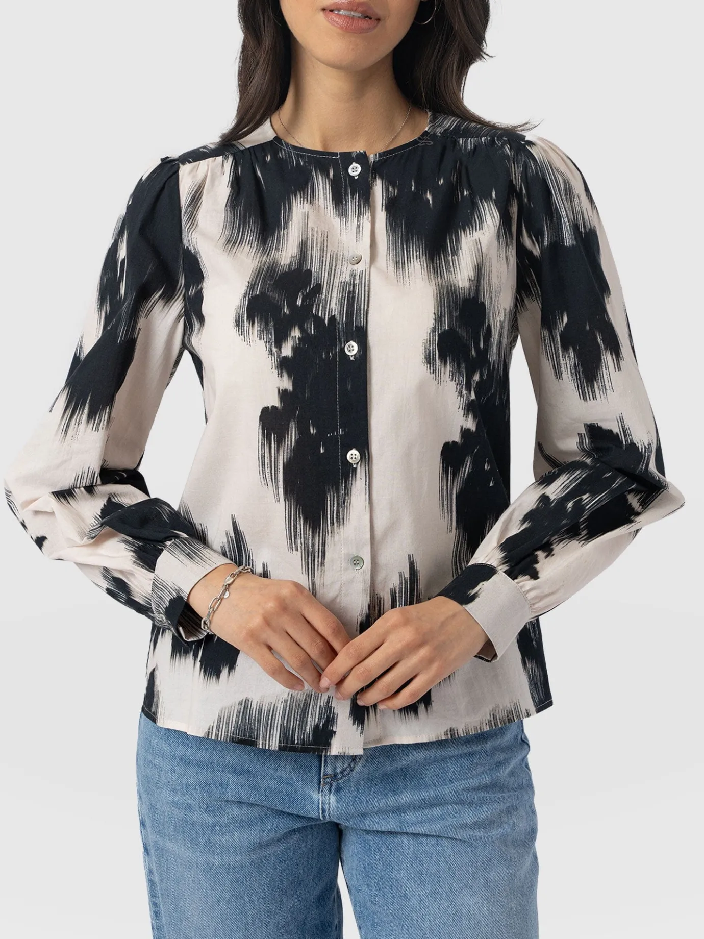 Blouses & Shirts|Saint and Sofia Amelie Blouse - White Fade Floral