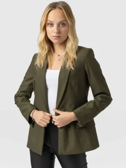 Coats & Jackets|Blazers|Saint and Sofia Argent Blazer - Khaki