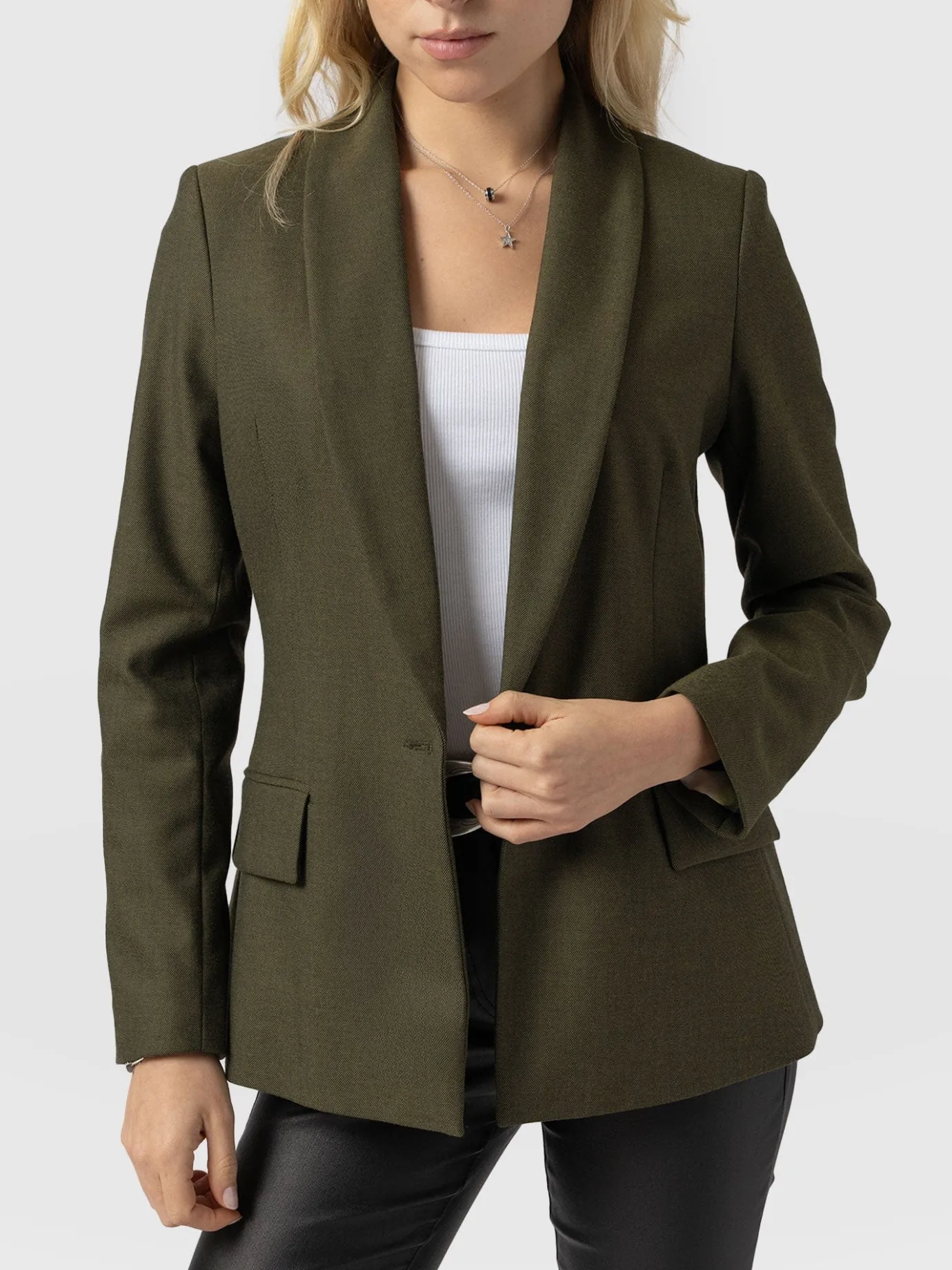 Coats & Jackets|Blazers|Saint and Sofia Argent Blazer - Khaki