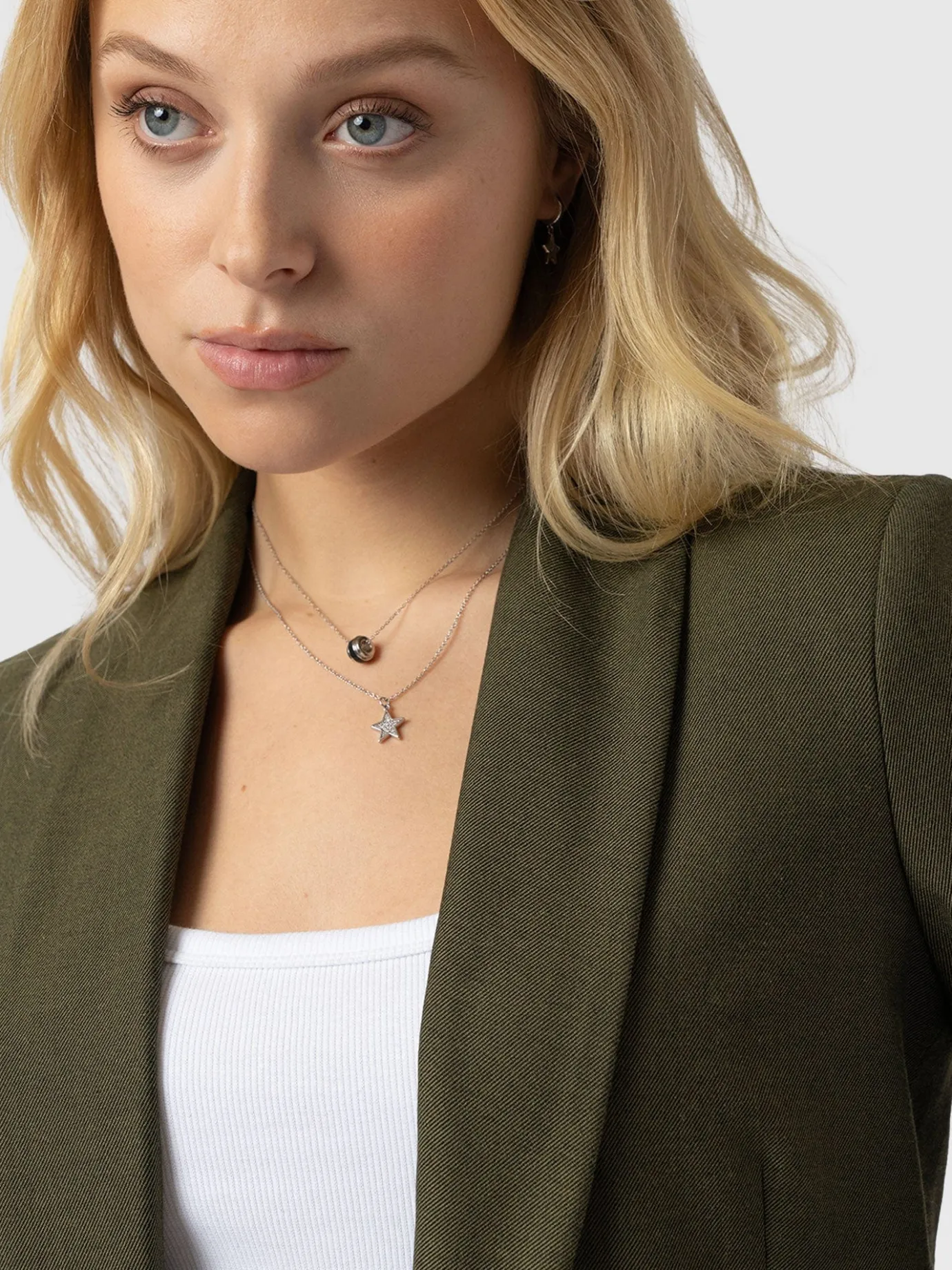 Coats & Jackets|Blazers|Saint and Sofia Argent Blazer - Khaki