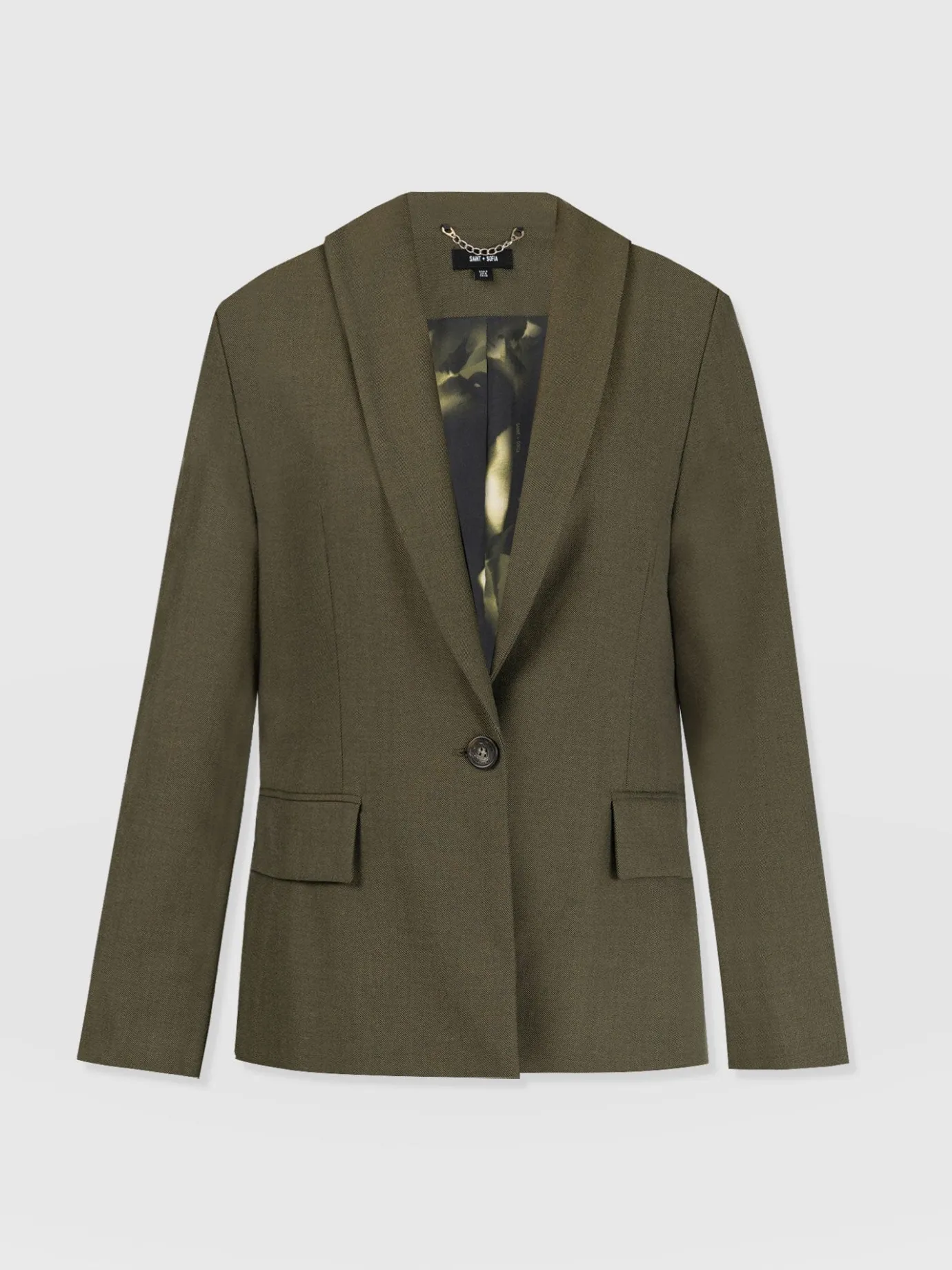 Coats & Jackets|Blazers|Saint and Sofia Argent Blazer - Khaki