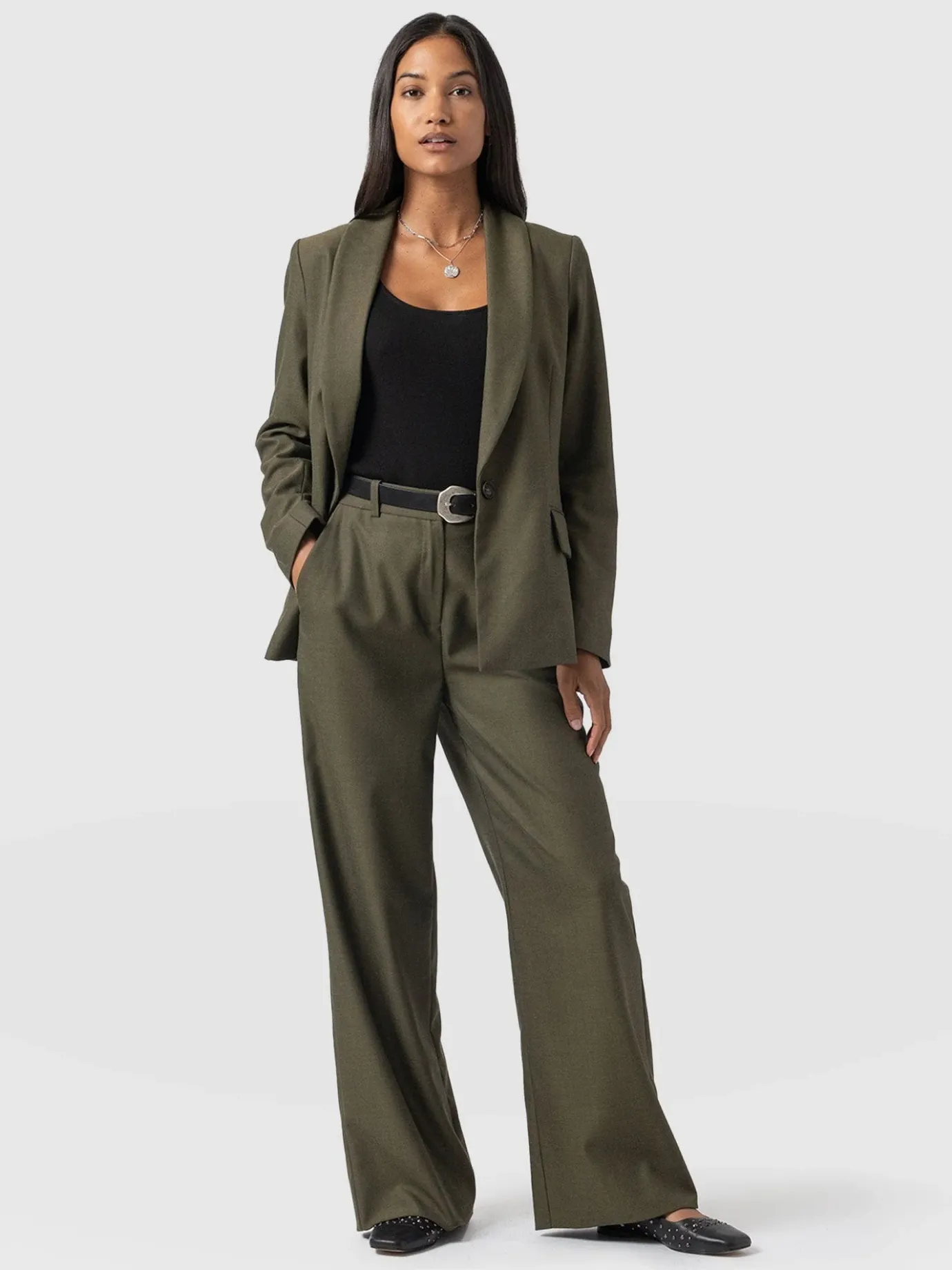 Pants|Saint and Sofia Argent Wide Leg Pant - Khaki