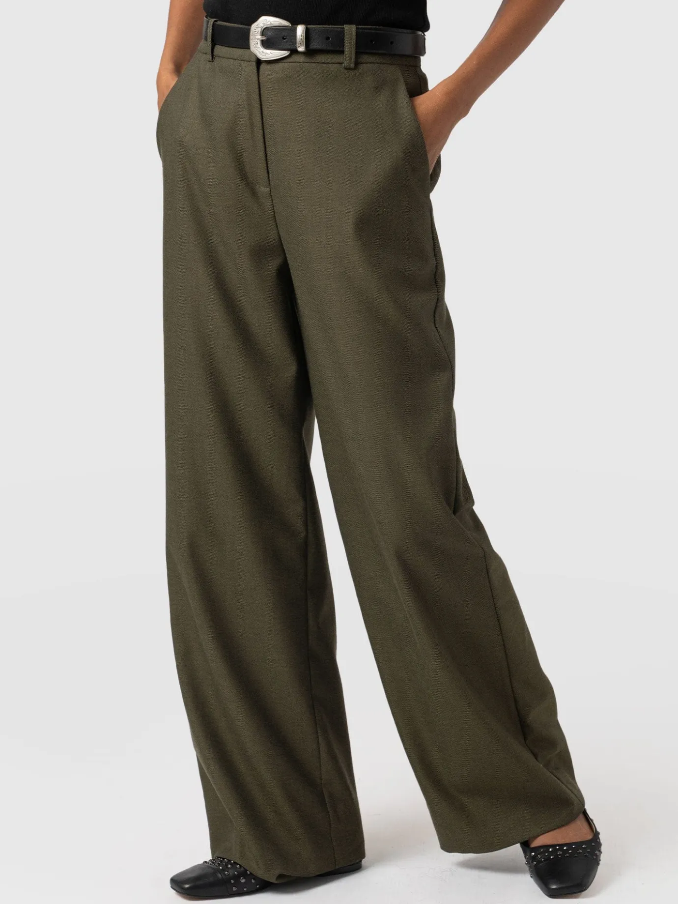 Pants|Saint and Sofia Argent Wide Leg Pant - Khaki