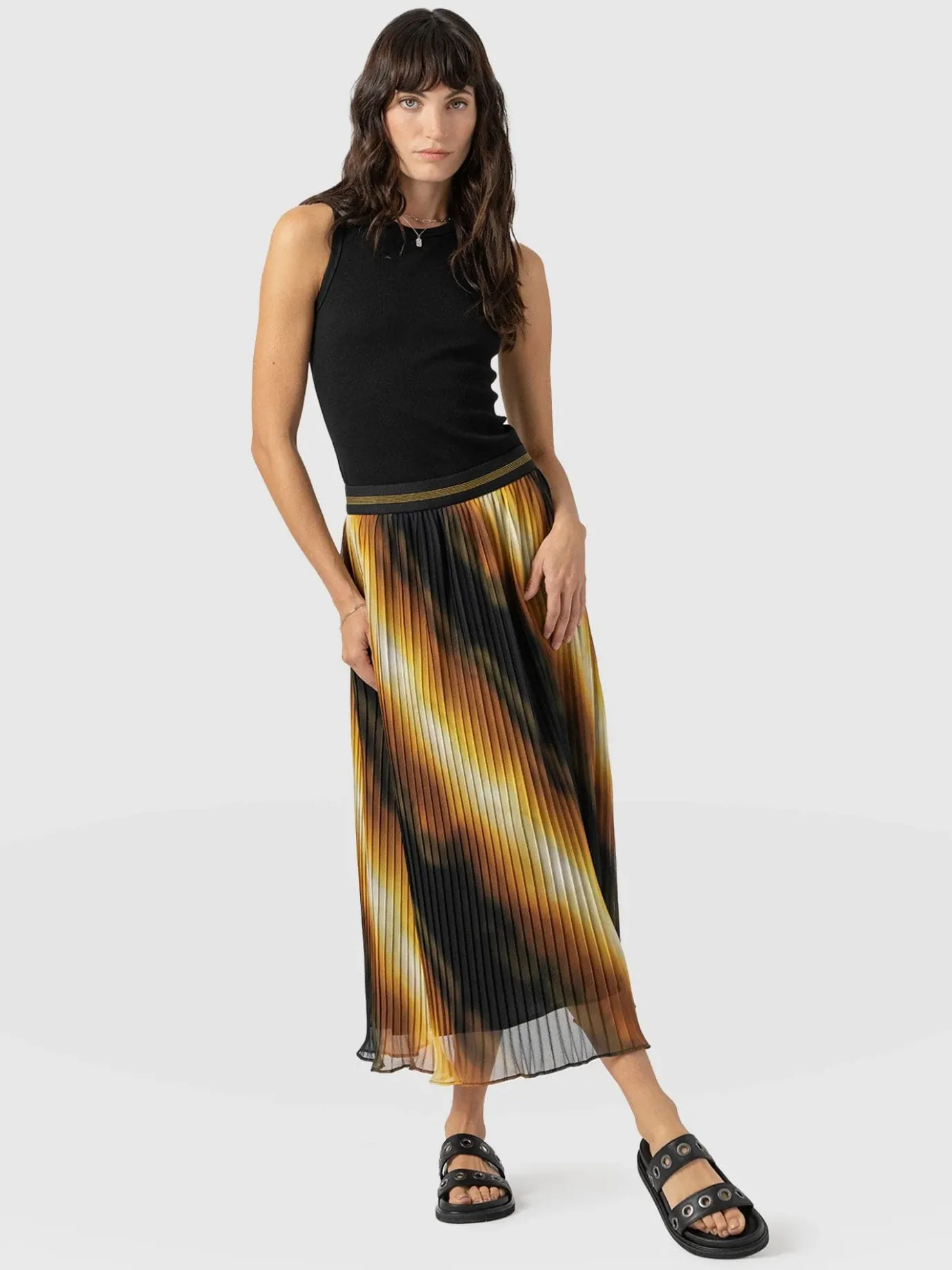 Skirts|Saint and Sofia Aria Pleated Skirt - Yellow Gradient