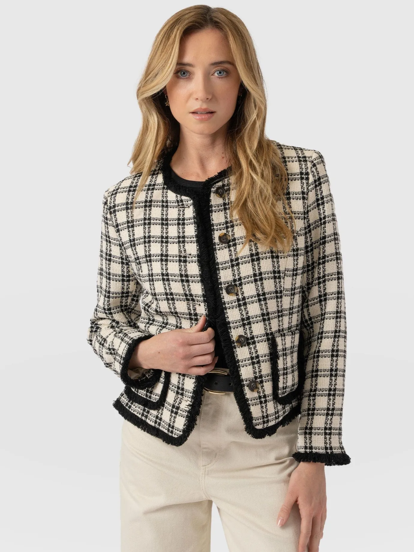 Coats & Jackets|Blazers|Saint and Sofia Ashby Jacket - Black/White Check