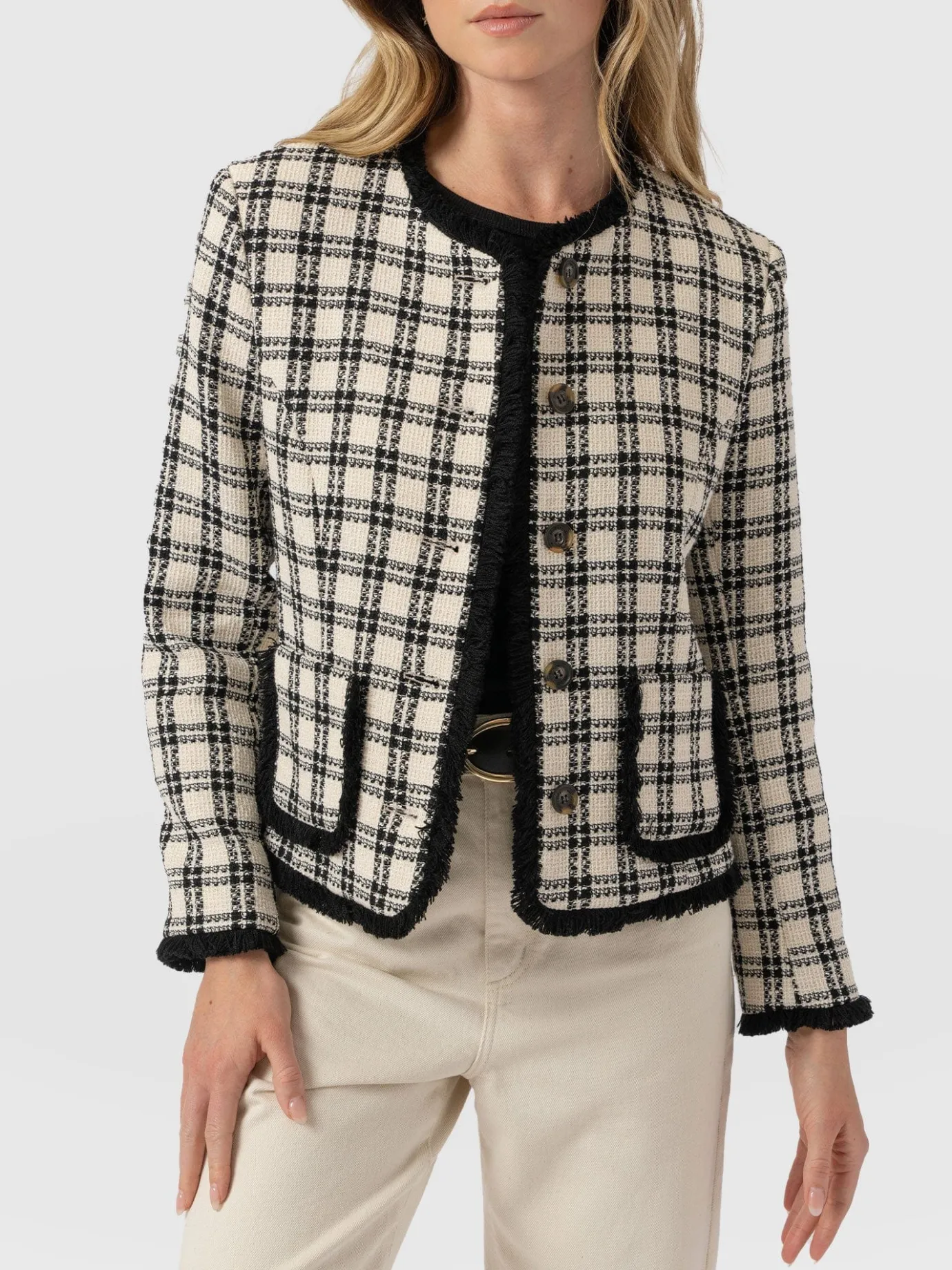 Coats & Jackets|Blazers|Saint and Sofia Ashby Jacket - Black/White Check