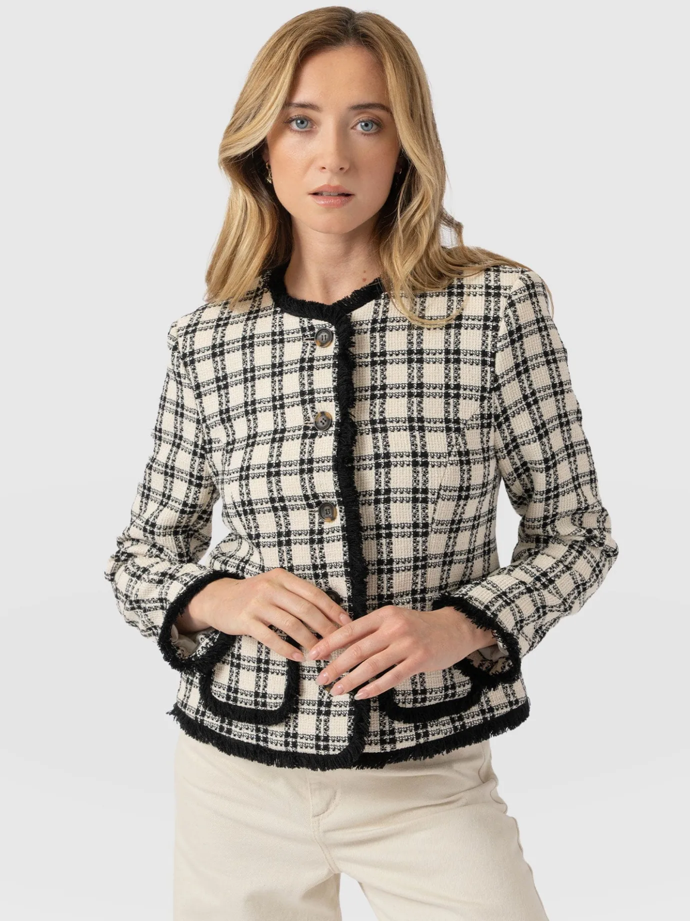 Coats & Jackets|Blazers|Saint and Sofia Ashby Jacket - Black/White Check