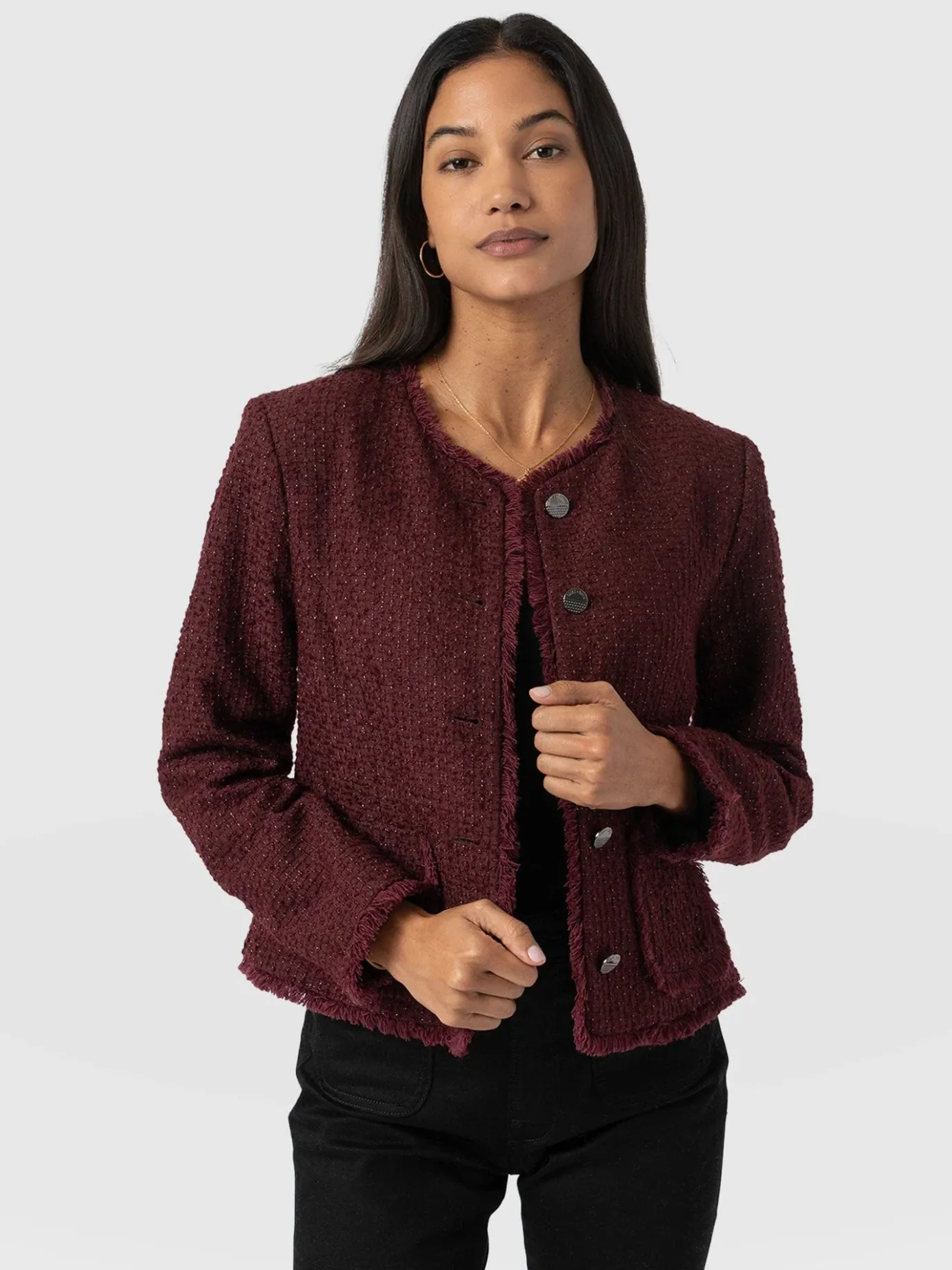 Coats & Jackets|Blazers|Saint and Sofia Ashby Jacket - Maroon
