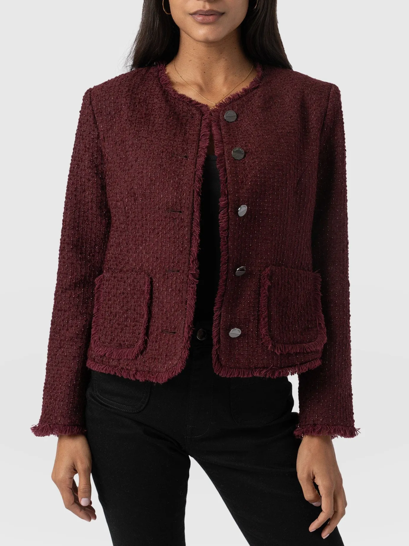Coats & Jackets|Blazers|Saint and Sofia Ashby Jacket - Maroon