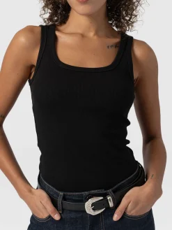 T-shirts & Tanks|Saint and Sofia Asher Scoop Neck Vest - Black