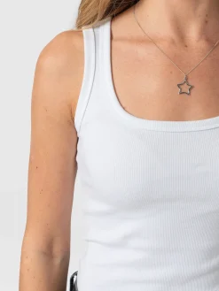 T-shirts & Tanks|Saint and Sofia Asher Scoop Neck Vest - White