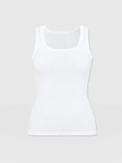 T-shirts & Tanks|Saint and Sofia Asher Scoop Neck Vest - White