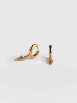 Gold Jewelry|Jewelry|Saint and Sofia Astral Lightning Charm Drop Earrings - Gold