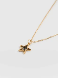 Gold Jewelry|Necklaces|Saint and Sofia Astral Star Necklace - Gold/Black