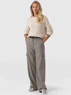 Pants|Saint and Sofia Astrid Cargo Pant - Brown Herringbone