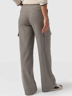 Pants|Saint and Sofia Astrid Cargo Pant - Brown Herringbone