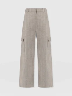 Pants|Saint and Sofia Astrid Cargo Pant - Brown Herringbone