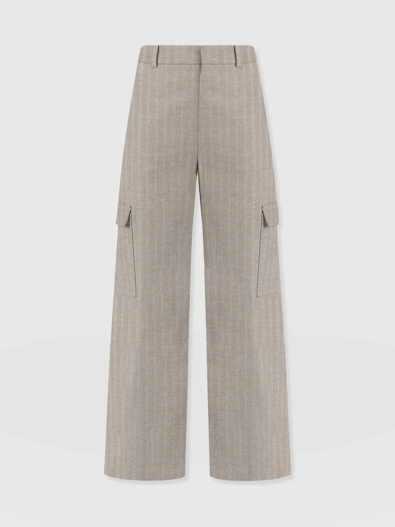 Pants|Saint and Sofia Astrid Cargo Pant - Brown Herringbone