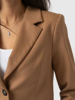 Coats & Jackets|Blazers|Saint and Sofia Astrid Crop Blazer - Camel